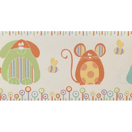 Cenefa adhesva Children´s Patchwork Animals 30588